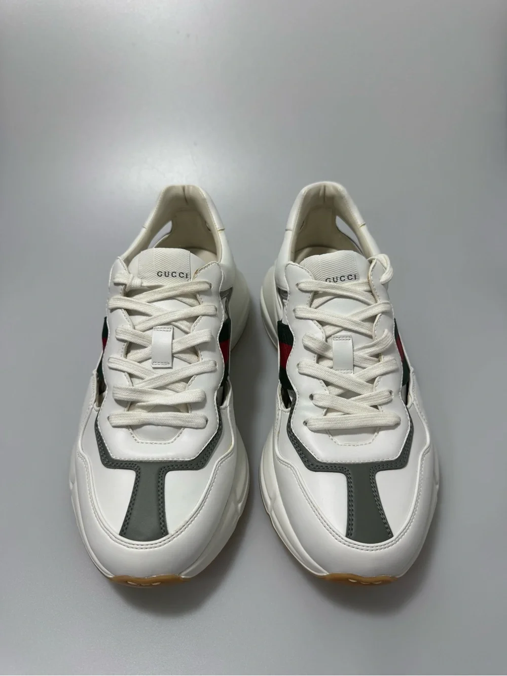 Gucci Rhython Cut Out White Sneakers Men’s GG Size 8